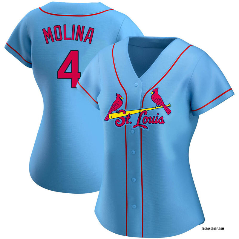 Authentic Yadier Molina Women's St. Louis Cardinals Light Blue ...